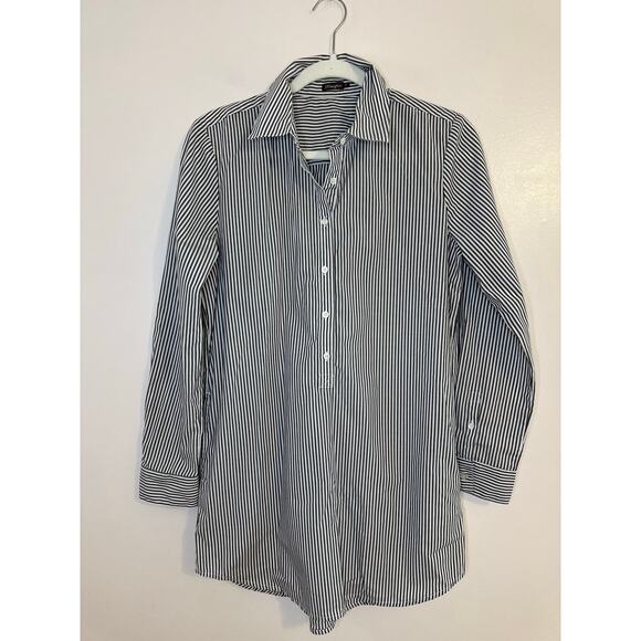 J. McLaughlin Women’s Long Sleeve Button Up Taupe Stripe Shirt Dress Simall - Picture 1 of 8